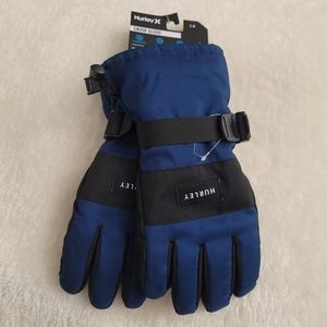 HURLEY Heat Block Water Resistant Navy Blue&Black Snowboard/Ski Gloves Size S/M